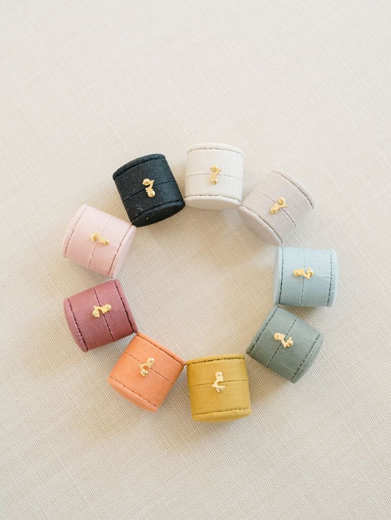 Colorful linen ring boxes