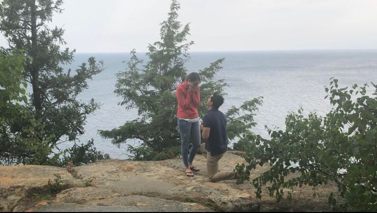 Engagement at the Pictured Rocks in Michigan's Upper Peninsula