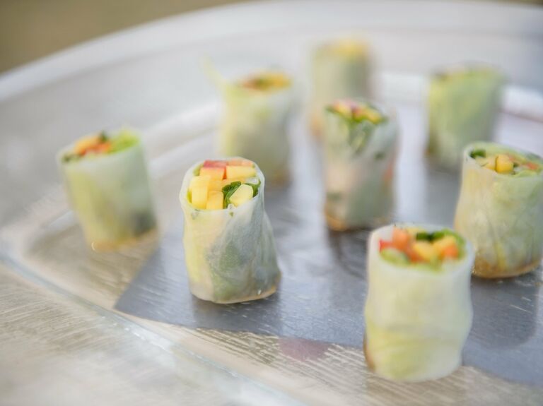 Fruity spring rolls for a refreshing wedding cocktail option