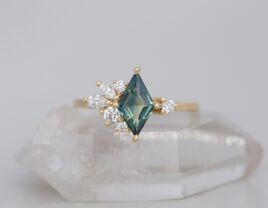 Teal sapphire engagement ring from Mineralogy