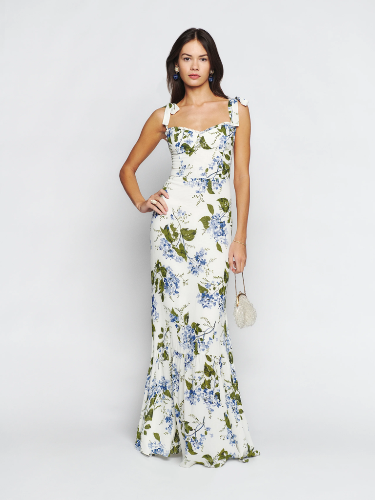 blue floral bridesmaid dresses