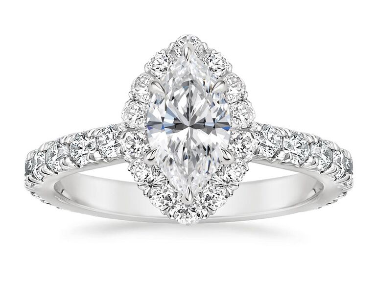 brilliant earth 18k white gold marquise diamond engagement ring with round diamond band