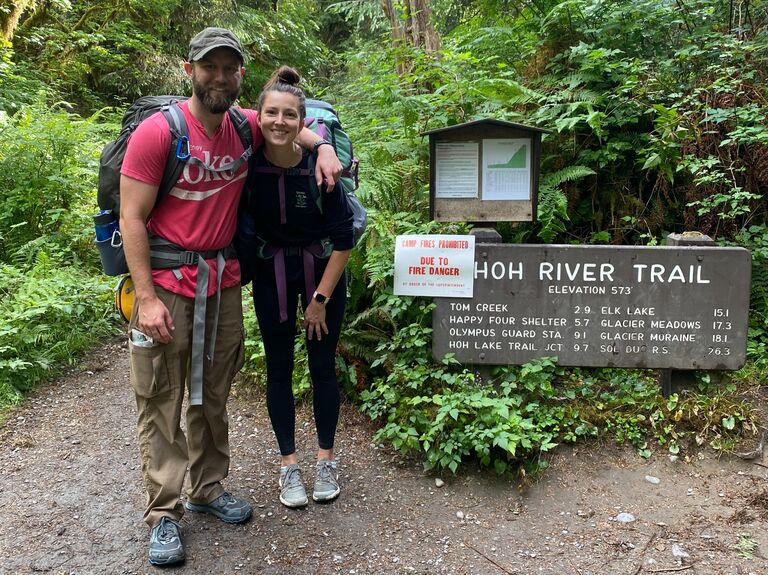 Our first trip together we hiked 42 miles up to blue glacier in Olympic National Park