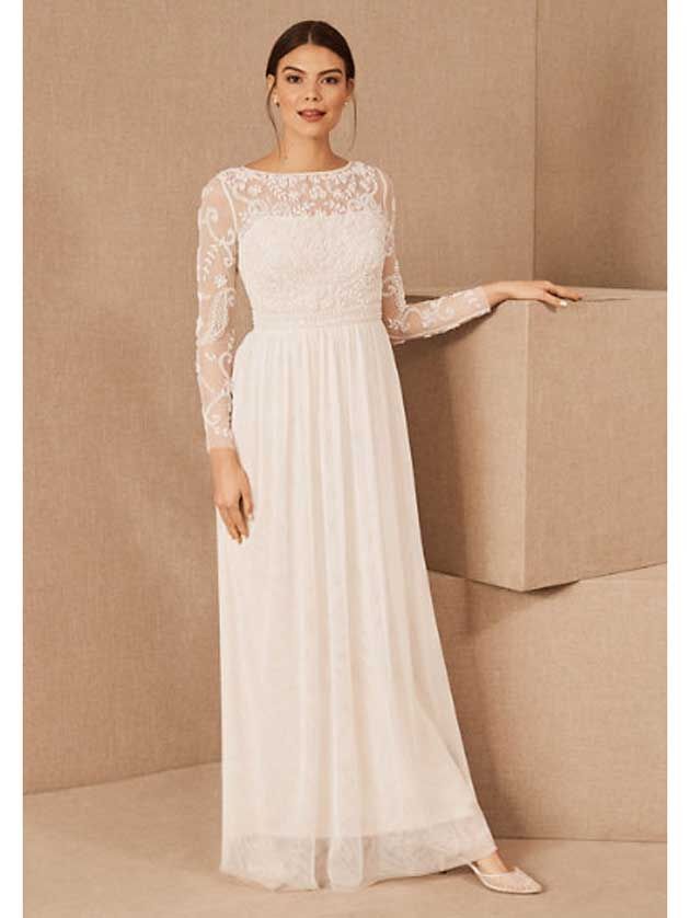 simple wedding dress with lace sleeves