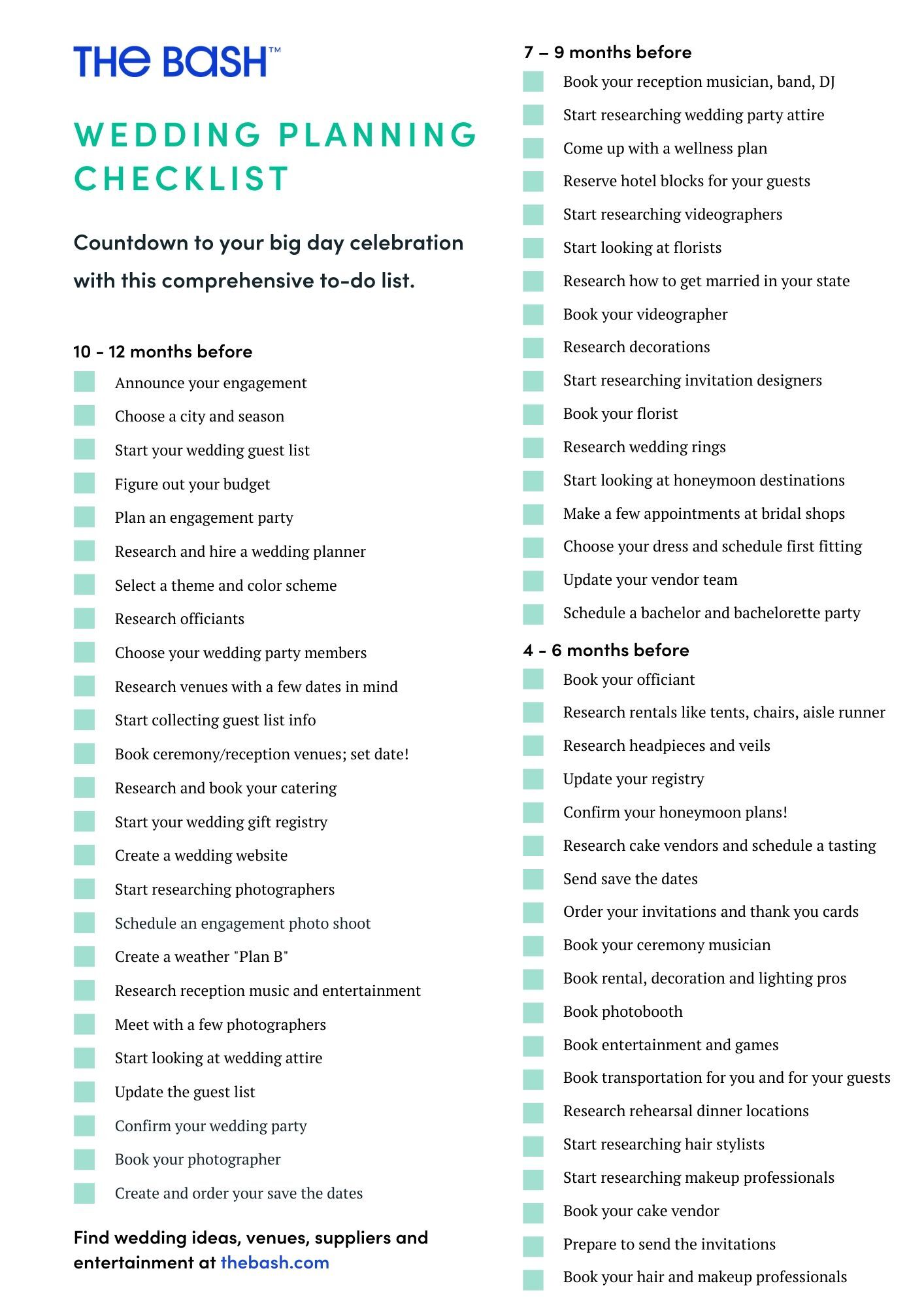 wedding planning checklist plus wedding budget and guest