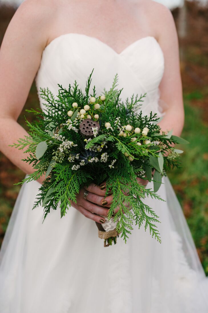 Rustic Fern and Pine Cone Wedding Boquet