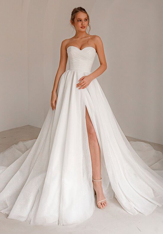 Strapless Satin Wedding Dresses with Pockets Sleeveless Plus Size