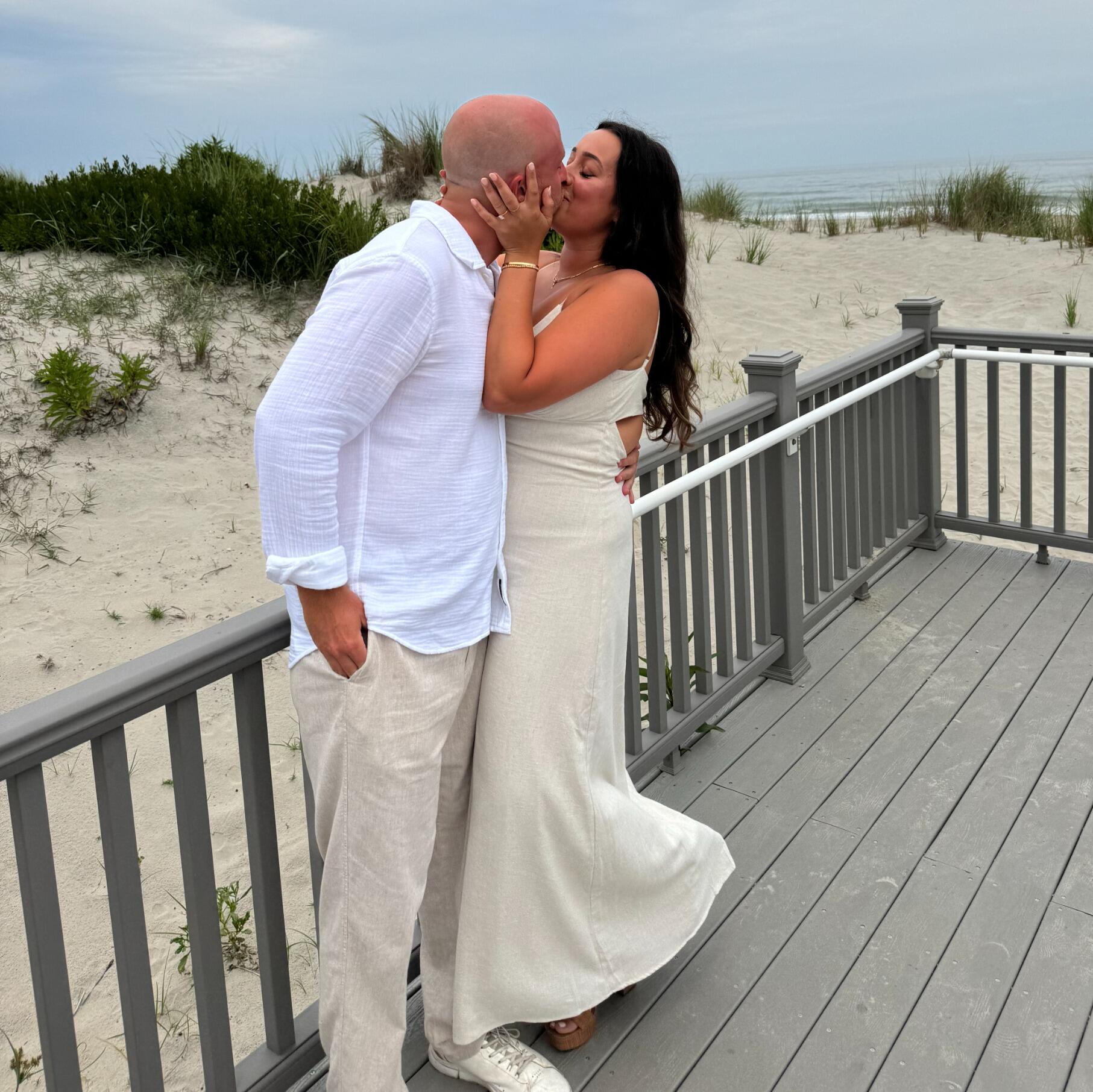 After 6 years, an apartment, and their senior dog, Tuco, Adam popped the question surrounded by their family and friends in one of their favorite places, Avalon, NJ.