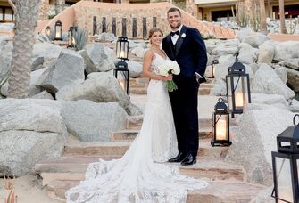 TJ Watt and his beautiful wife on their wedding day