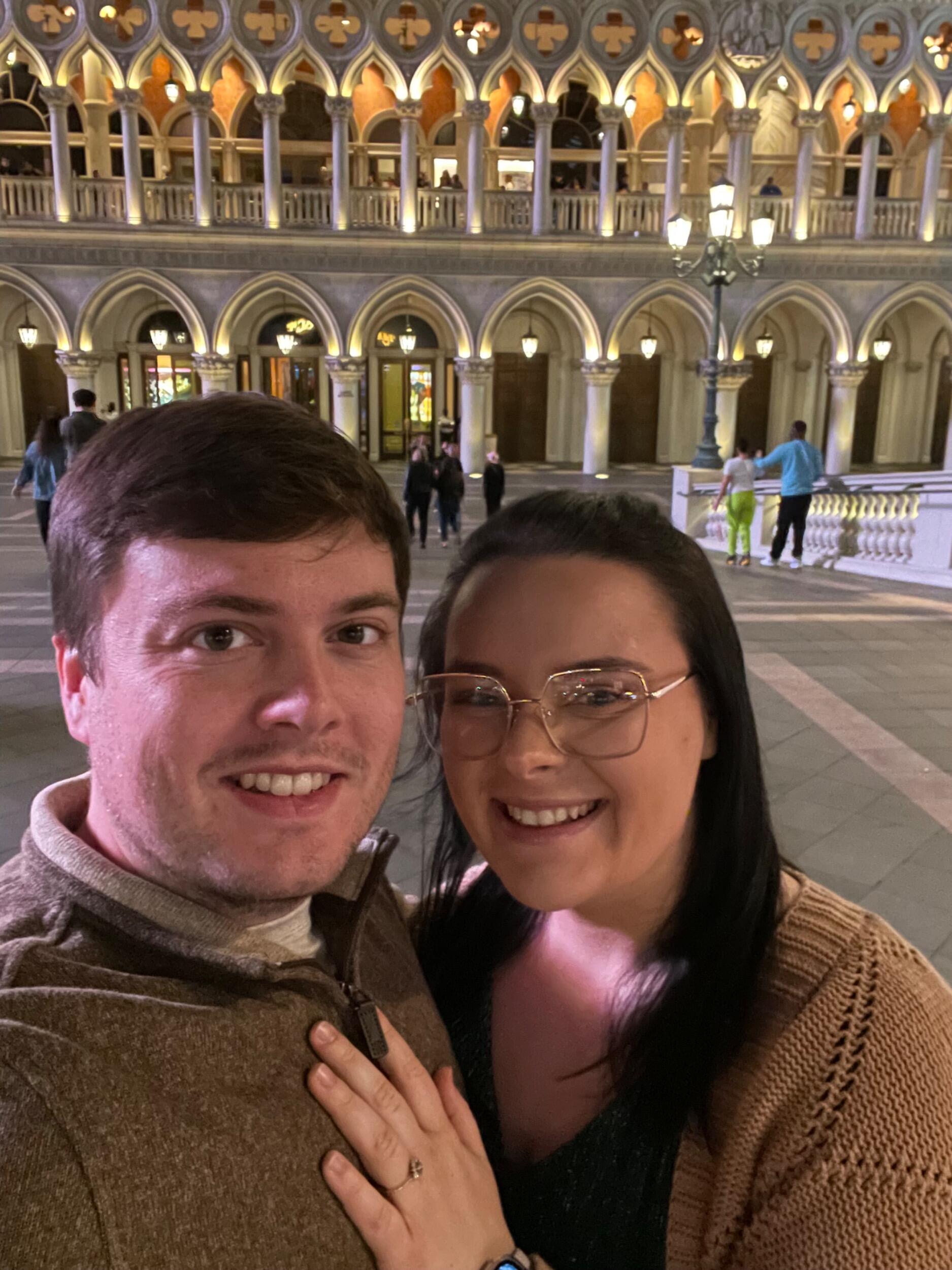 Our vacation to Las Vegas, NV while we celebrated our engagement -  taken right before a gondola ride.