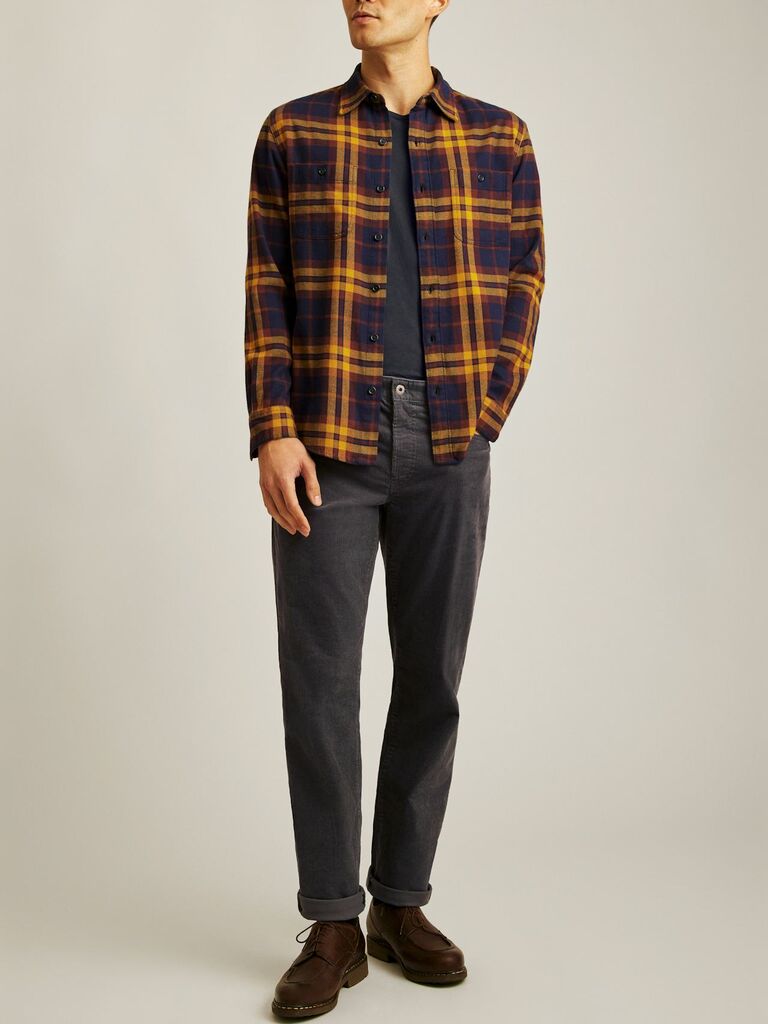 Bonobos flannel shirt for barn wedding guest