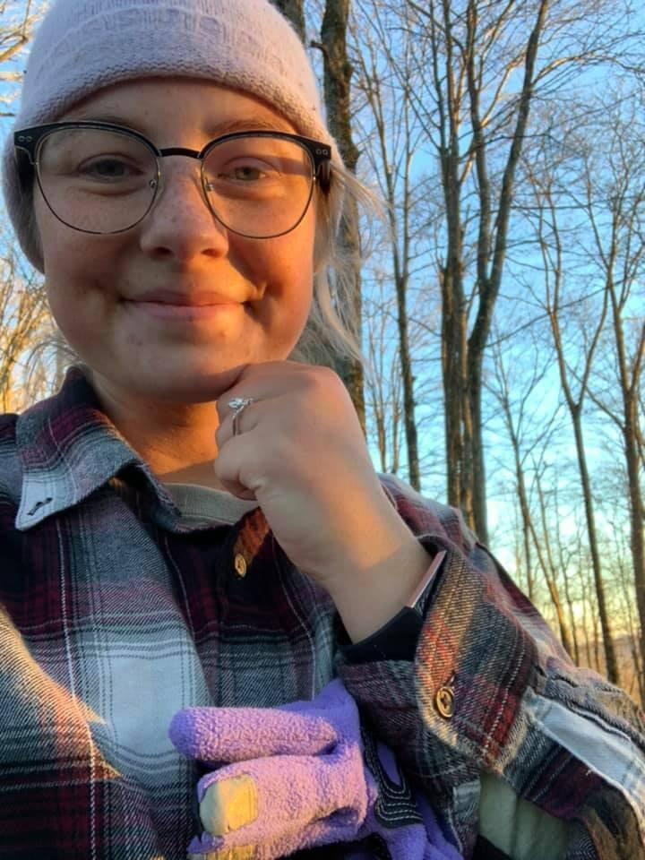 Michael proposed after setting up camp on the Appalachian Trail in Pisgah National Forest. 