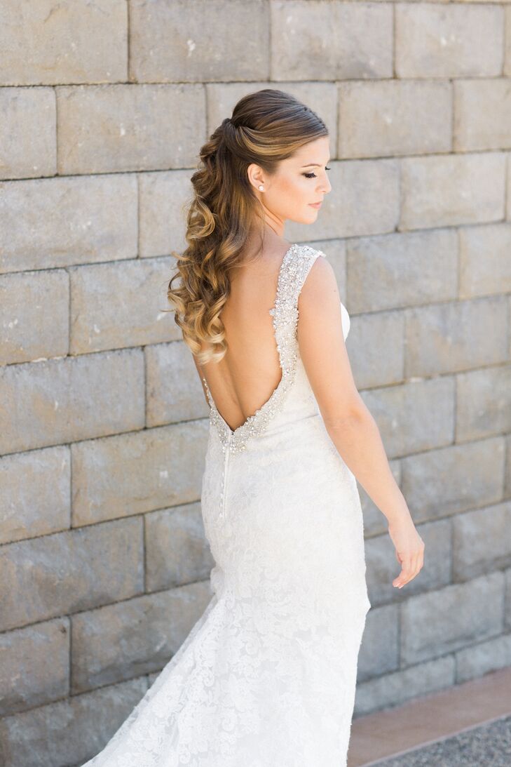 Half Up Bridal Hairstyle With Loose Curls