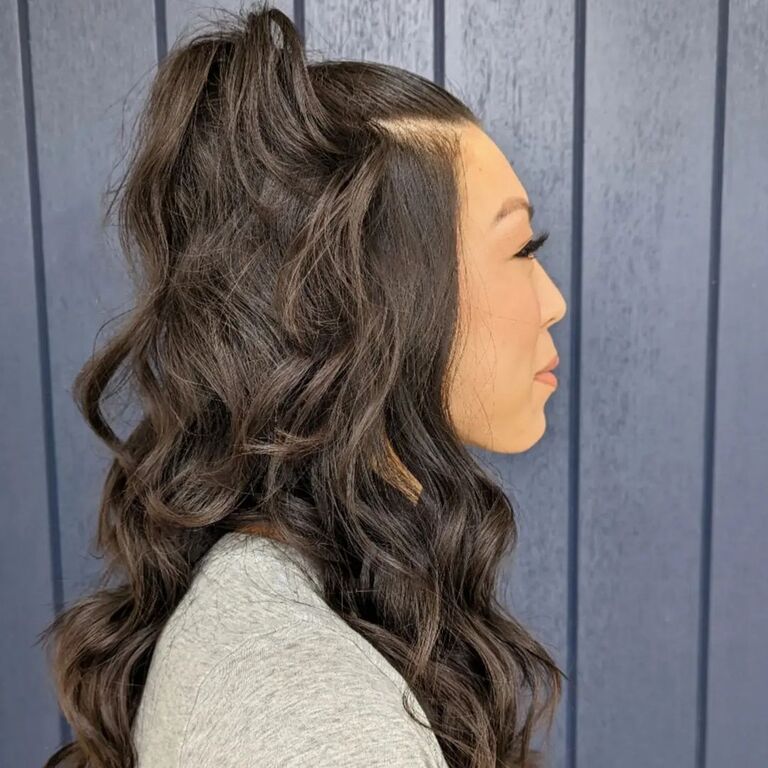 Curly Half Ponytail bridesmaid hairstyle