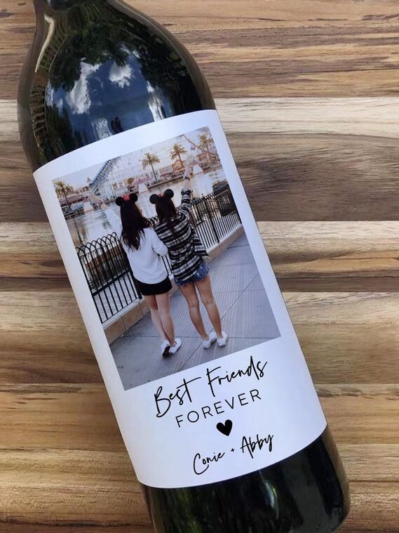 Custom photo wine label maid of honor gift