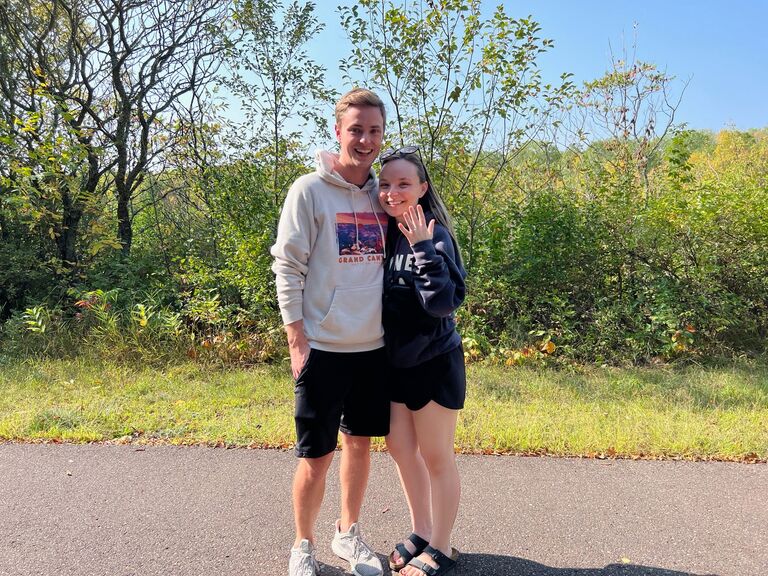 We're engaged!!! After 6 years together Matt proposed while we were on a mini vacation near Moose Lake MN where we stayed in a tiny home for a weekend. It was perfect!