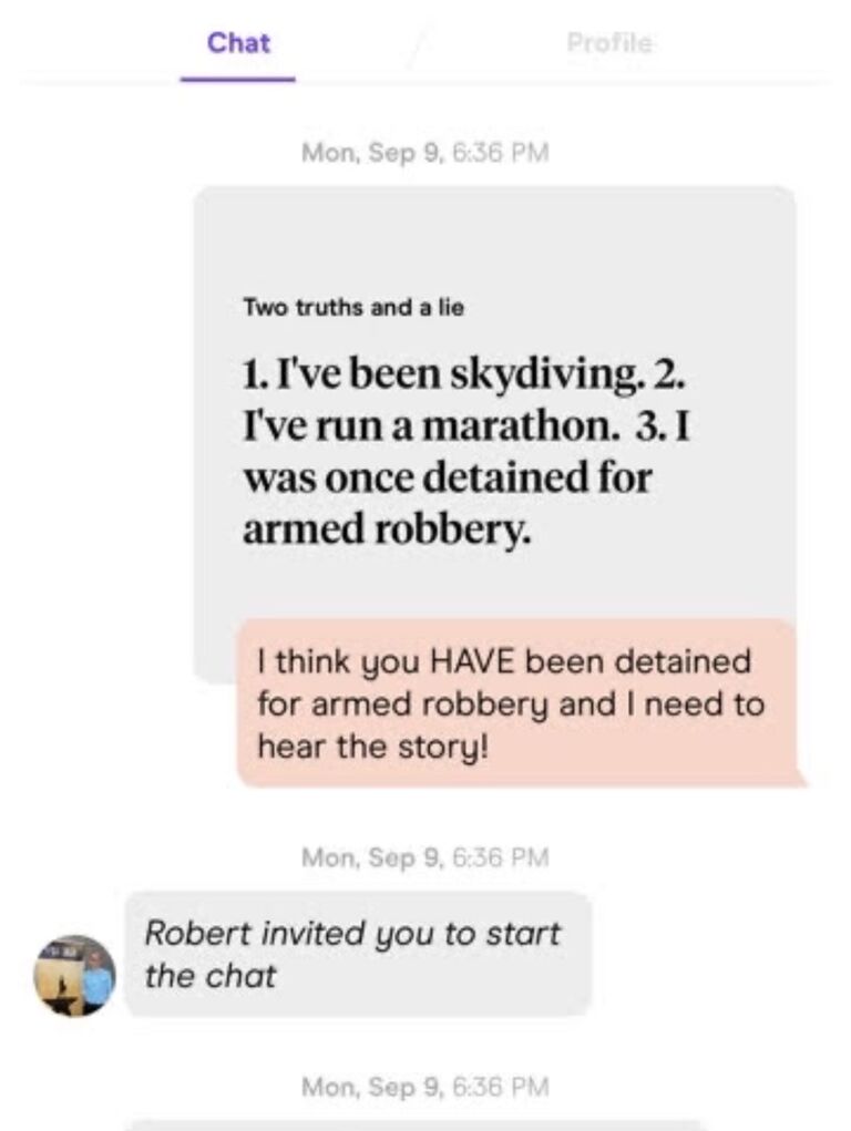 Kelsey & Robert first met on the dating app Hinge, which includes different prompts to spur conversation. Kelsey responded to one of Robert's prompts, Robert invited Kelsey to start the chat, and their love story began!