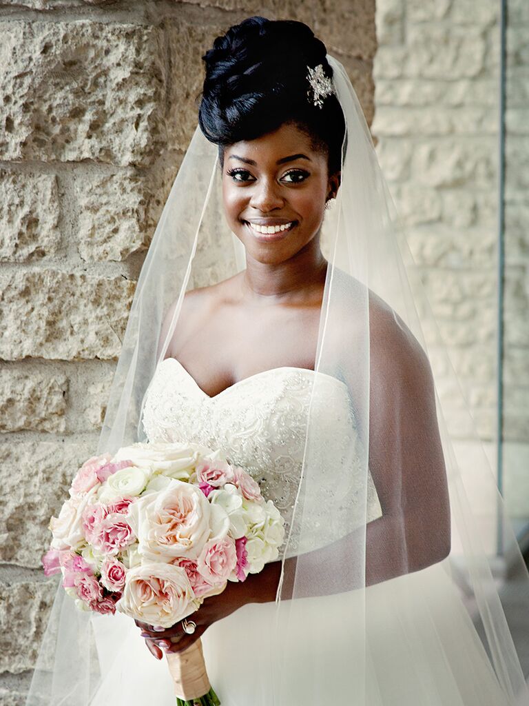 Image of wedding hair long veil