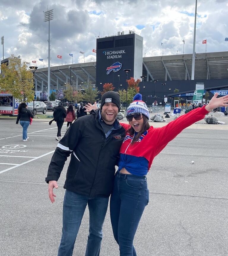 Sam's mission from the very beginning was to convert Stephen from a Dallas Cowboys fan to a Buffalo Bills fan. Safe to say she's about halfway there, after taking him to a Bills game this past fall!