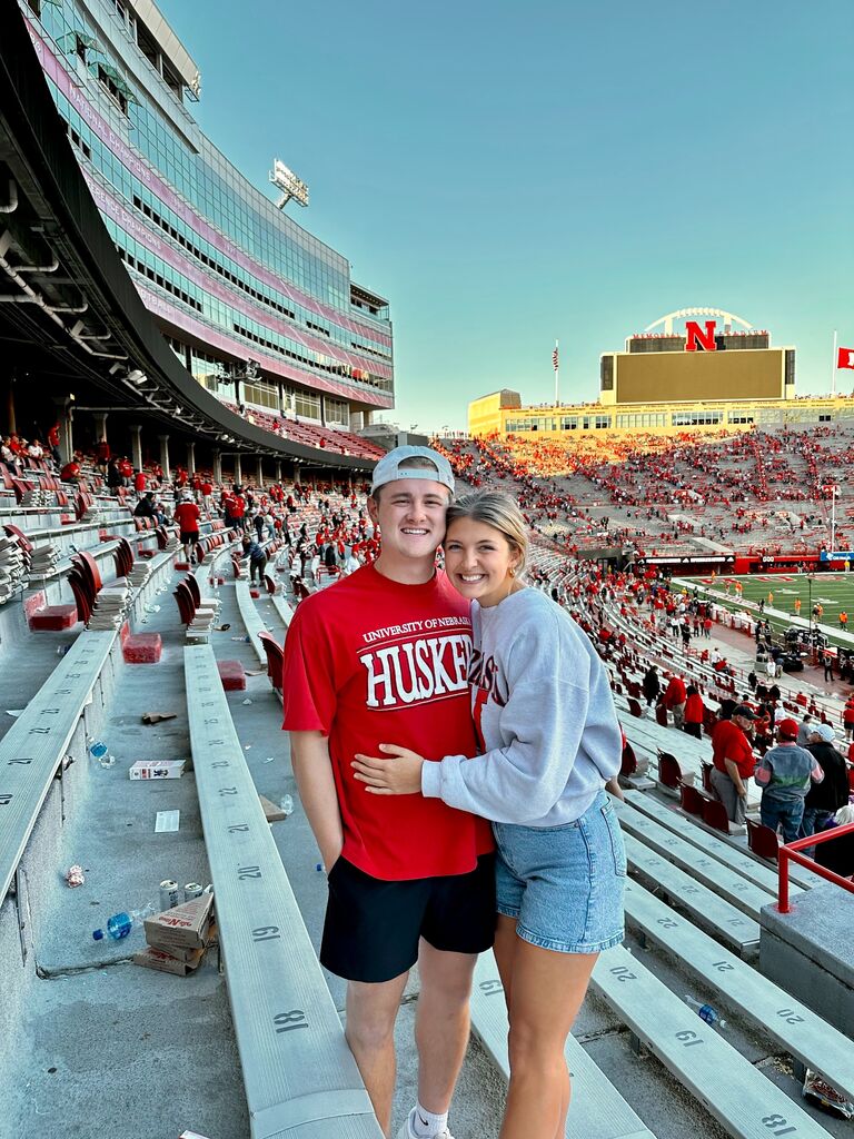 Cheering on Nebraska! Praise the Lord we are both die hard Cornhuskers. GBR!