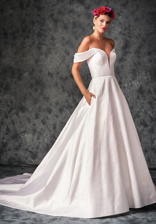 silk a line wedding dress