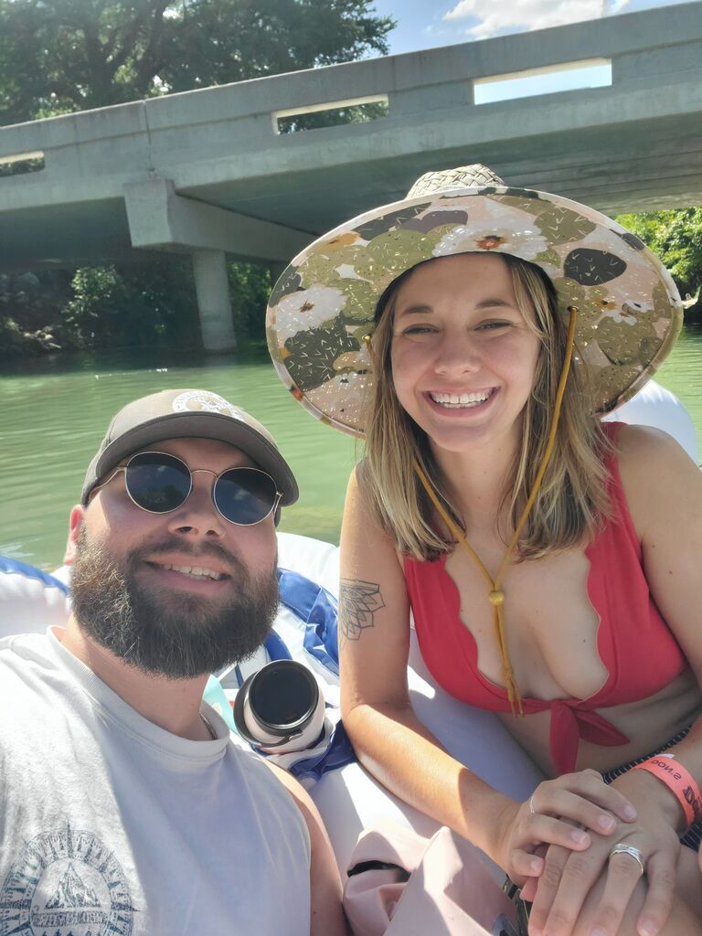 Our third date, floating the river in San Marcos. 
