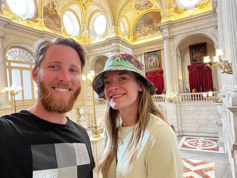 Touring a palace in Madrid, Spain.