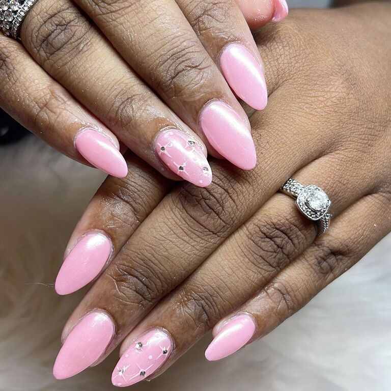 Pink chrome bridal nail inspiration