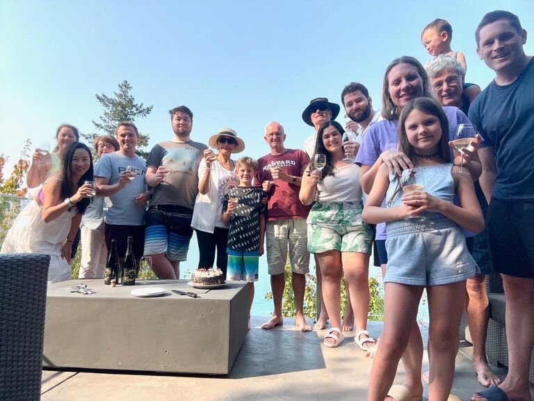 Engagement party with the Grant family.