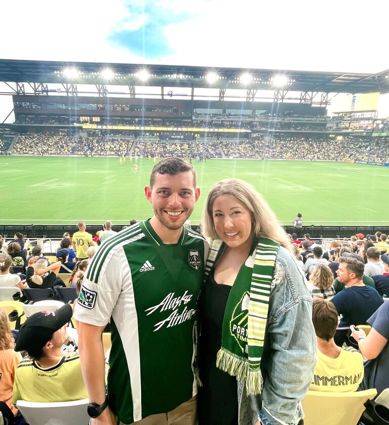 Our first of many soccer games together! Portland Timbers vs. Nashville SC. Rachel still asks Chris what offsides means. 
