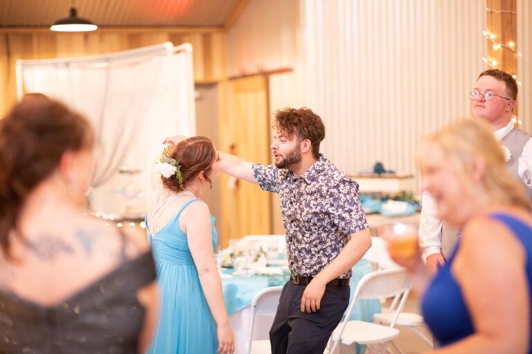 Candid shot of us at the Garcia's Wedding.