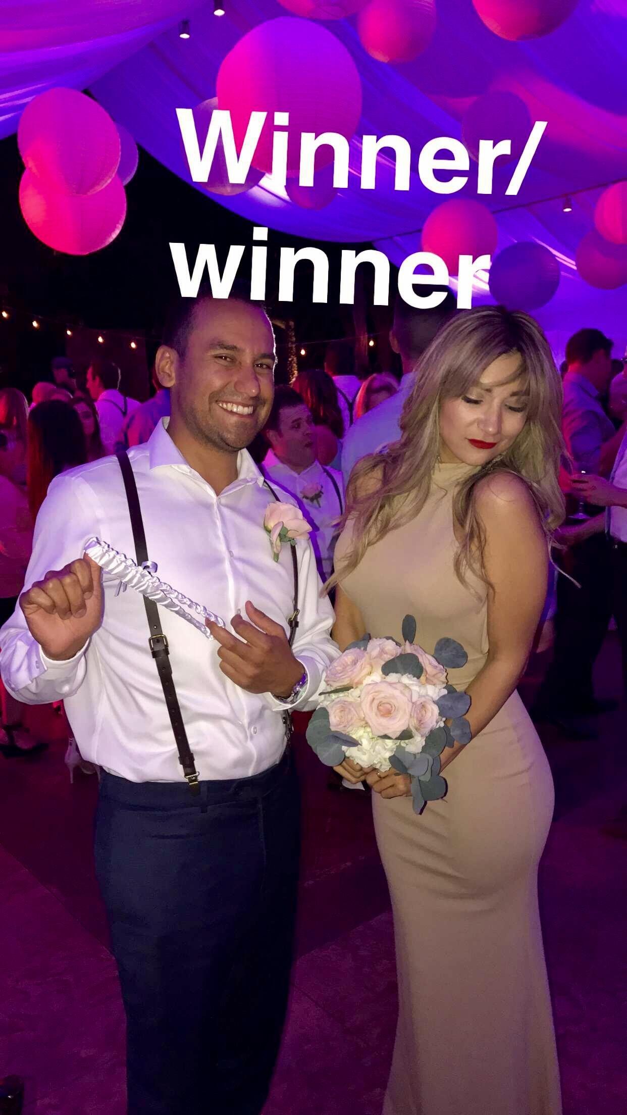 another garter & bouquet that didn't stand a chance..