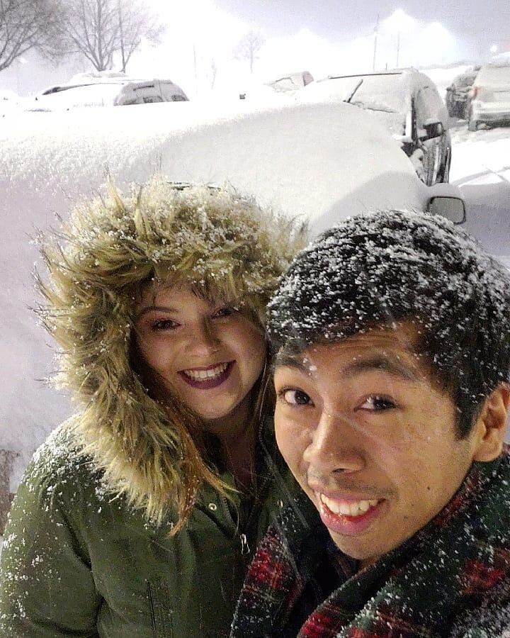 Snowstorm at Valentine's Day after salsa dancing at Xcaret in Des Moines.