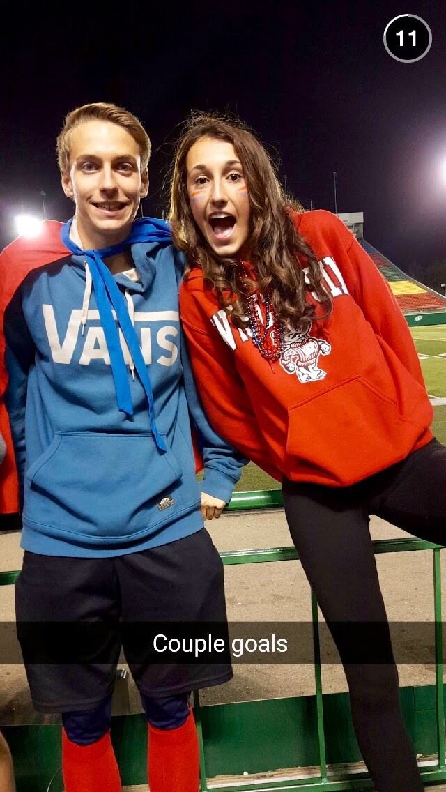 Matt convinced Chloe to wear Royals colours for a football game