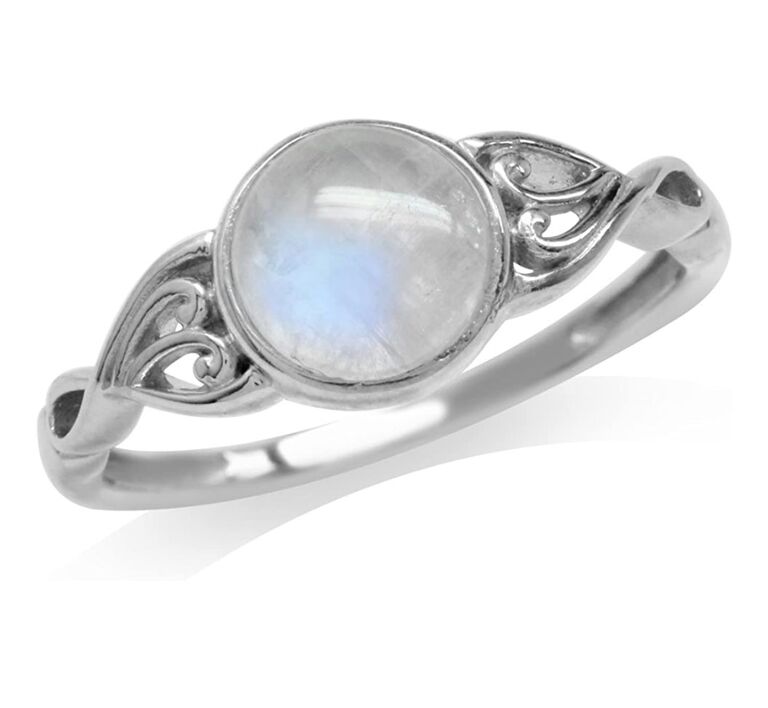 Silver moonstone engagement deals ring