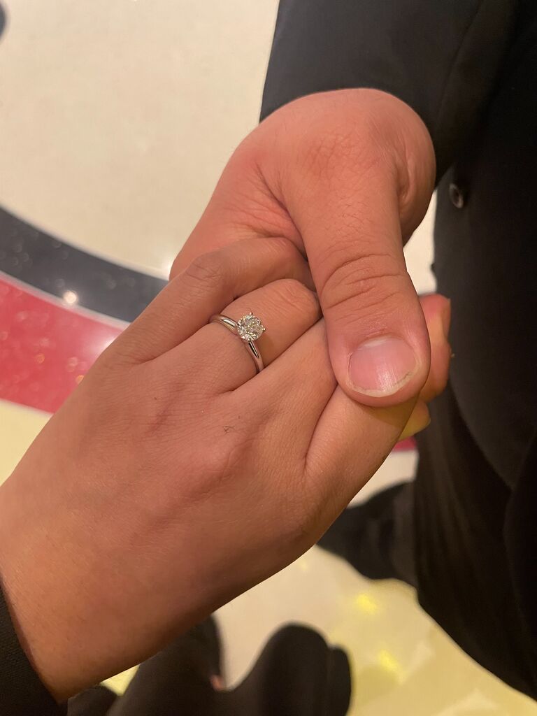 Got Engaged in Las Vegas by the Bellagio Fountains while "Fly Me to The Moon" by Frank Sinatra was playing.