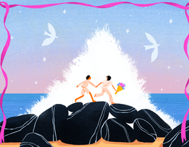 Illustration of beach wedding 