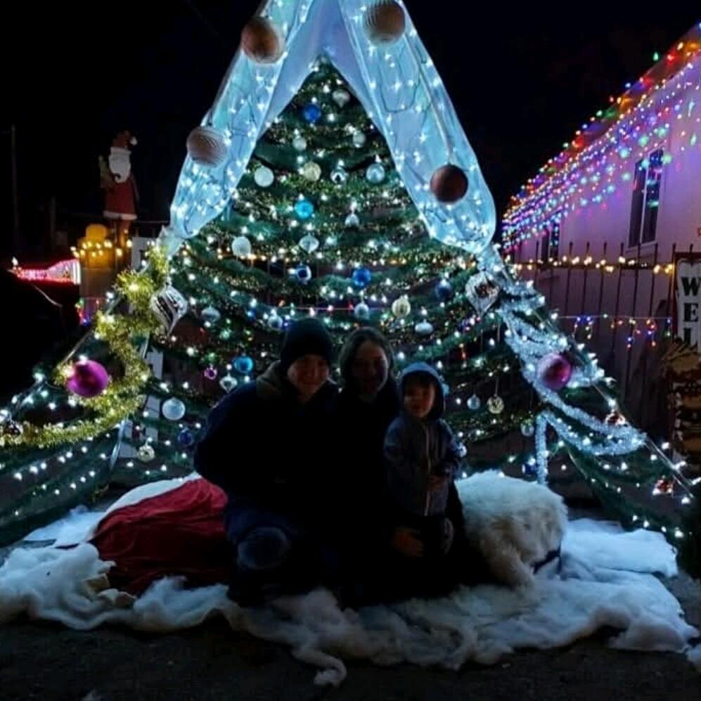 Looking at christmas lights 