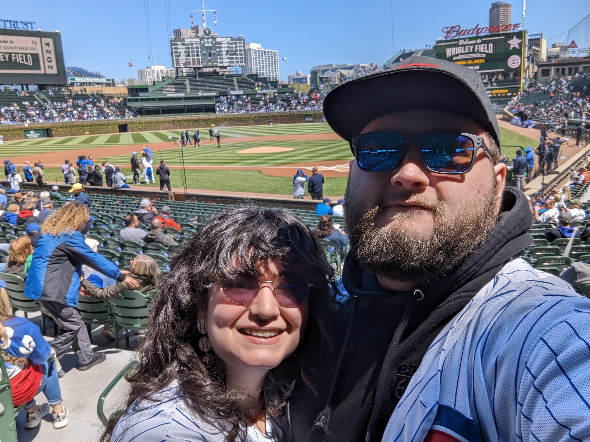 Cubs game - guess who's the bigger fan?