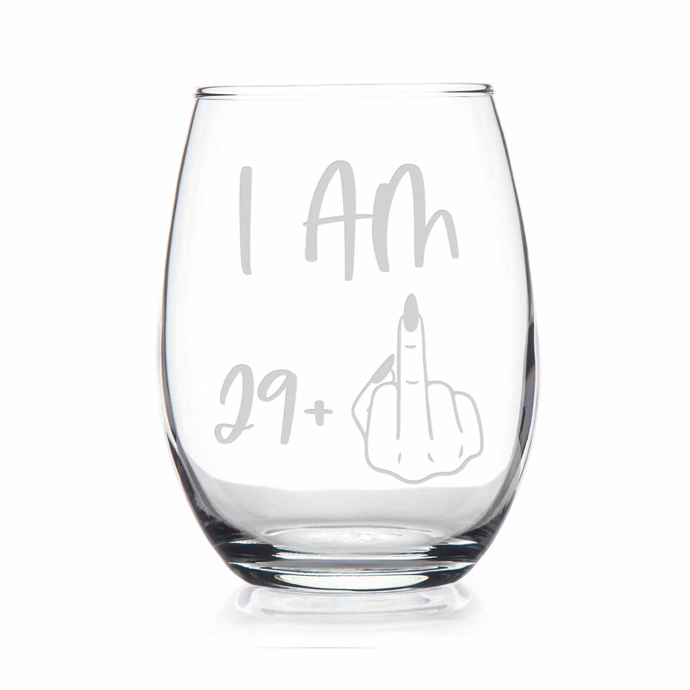 Funny 30th birthday stemless wine glass