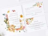 printable wedding invitation template with a flower frame