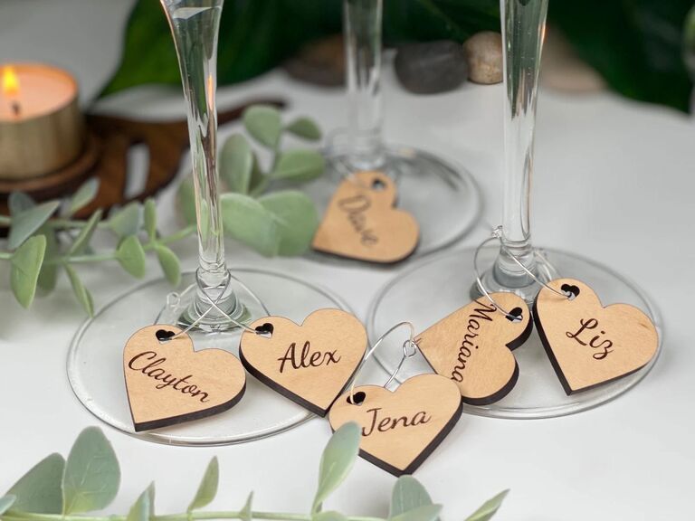 Wine Charms, Personalized Wine Glass Charms - Wedding Favor Wine Glass  Charms, Bridal Party Wine Glass Charms, Groomsman Wine Charms