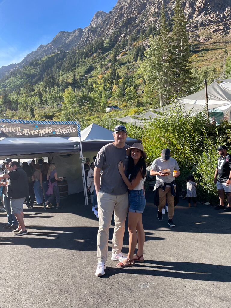 Full cycle! And yes I made us wear the same outfits as well as I may or may not be discreetly covering up Ian's beer spills with my hand!"

Oktoberfest 2023 🍻 - Snowbird Resort, Utah