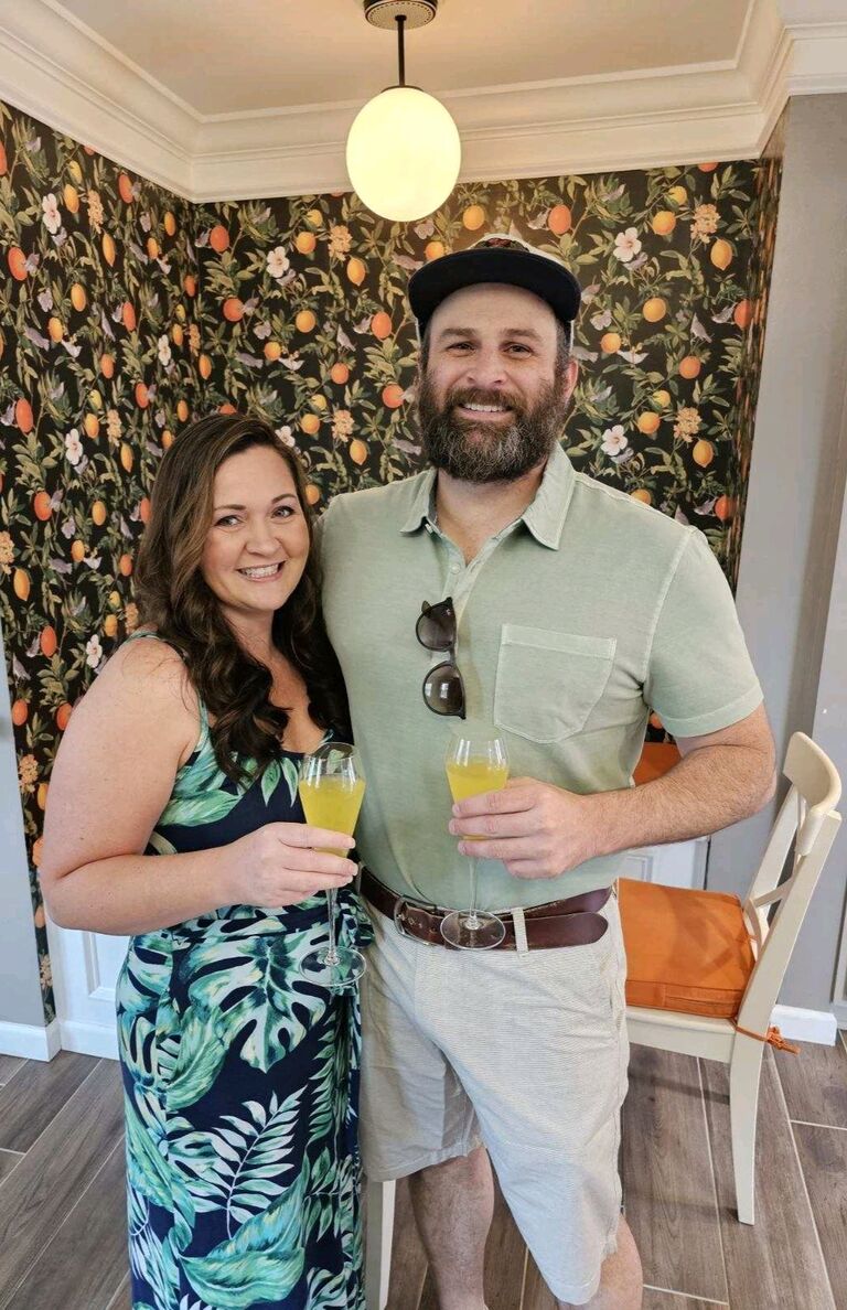 Got him dressed preppy just for Dennis Martin's Yacht Rock birthday party. A rare sighting...Billy in Sage green and a collared shirt Ha! 