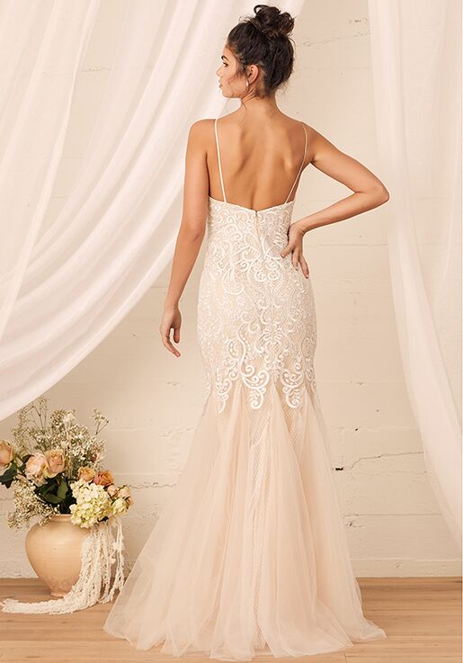 lulus ephemeral lace trumpet gown