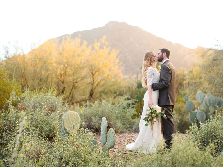 Arizona desert wedding with glam vintage dress