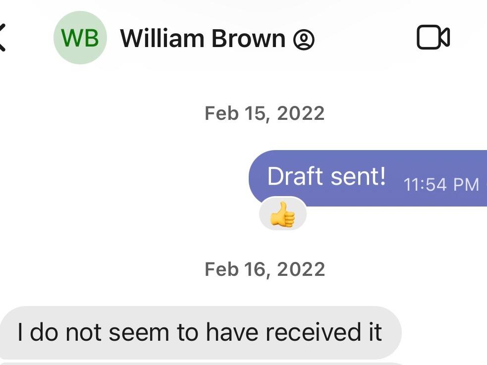 Victoria and William's first text: Victoria sends in her draft to Mr. Editor-in-Chief of the Salient.
