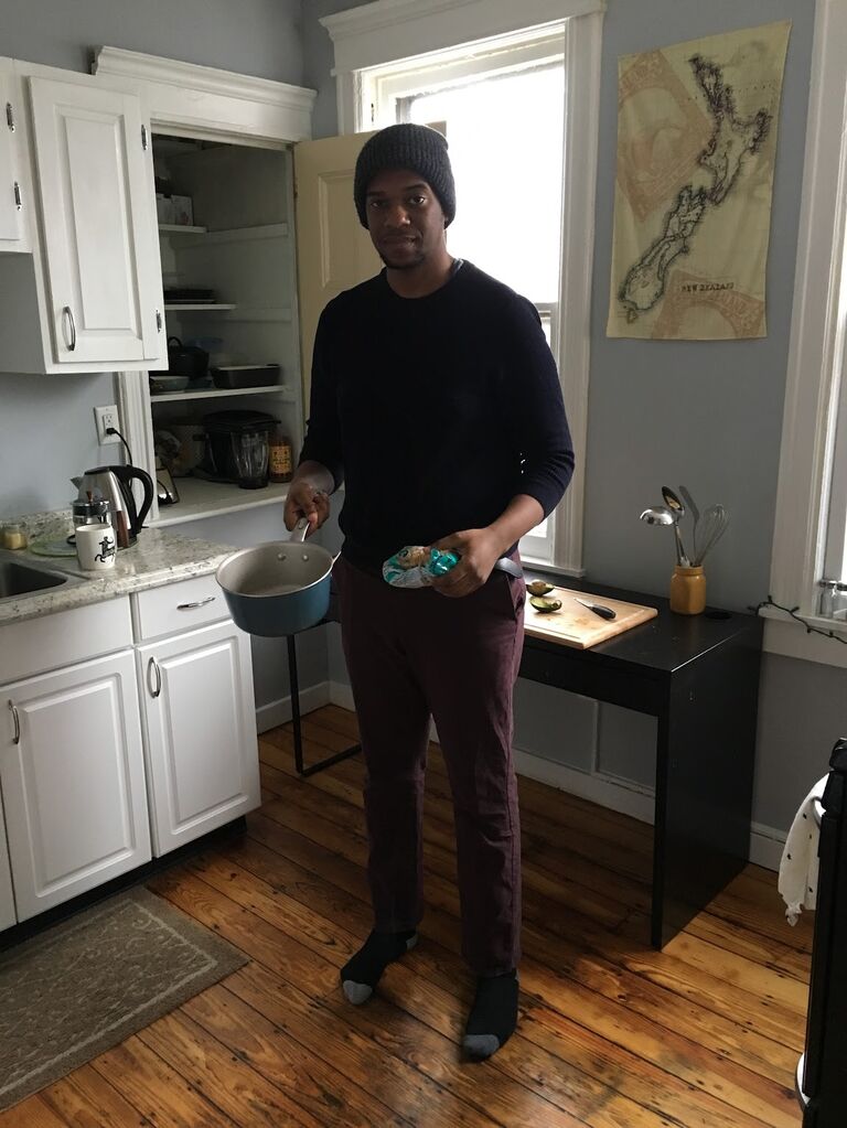 Jimmy cooking pasta in our first apartment, in Kingston, NY. It was around this time that we both decided to go back to school. 