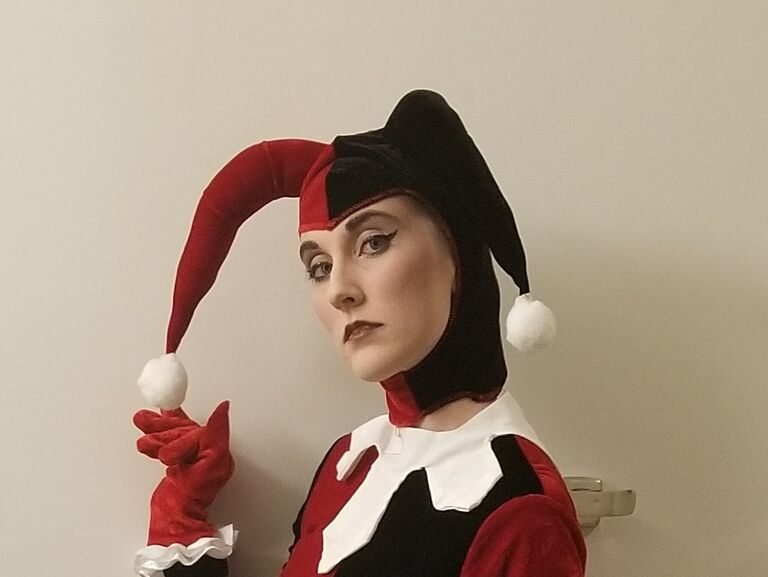 Yes, folks. This is the exact outfit Allie was wearing when the couple met. It was a Halloween party, okay! To this day, she is so thankful that Haris asked out a clown. 