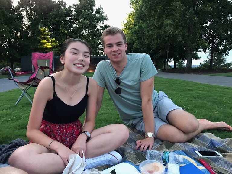 Jack and Lily met during their freshman year summer while taking a physics course at NOVA Community College in Annandale, VA. They sat at the same lab table and quickly began talking and hanging out after class. Their first unofficial date was at Olive Garden. As they got to know each other better,  Jack and Lily started dating and had many fun adventures during the summer before they both went back to college. Their favorite summer date was sitting in Crystal City, talking and drinking Chick-fil-A lemonade. 